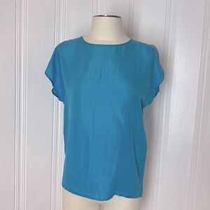 100% silk vibrant turquoise HYSTERIA shirt 7.2